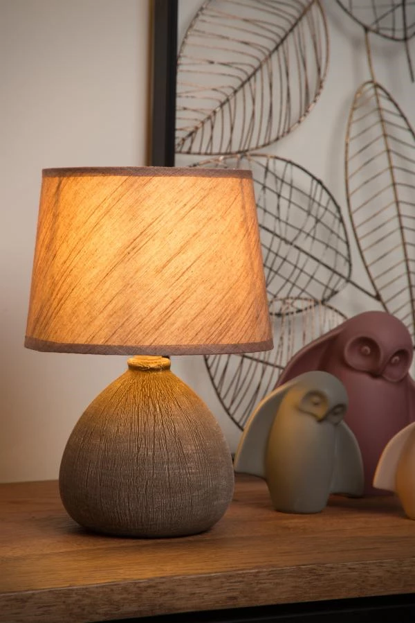 Lucide RAMZI - Lampe de table - Ø 18 cm - 1xE14 - Brun - ambiance 2